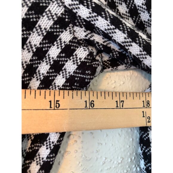 CeCe Gingham Black & White Cardigan Sweater V-Neck Long Sleeve Womens S - Picture 7 of 9